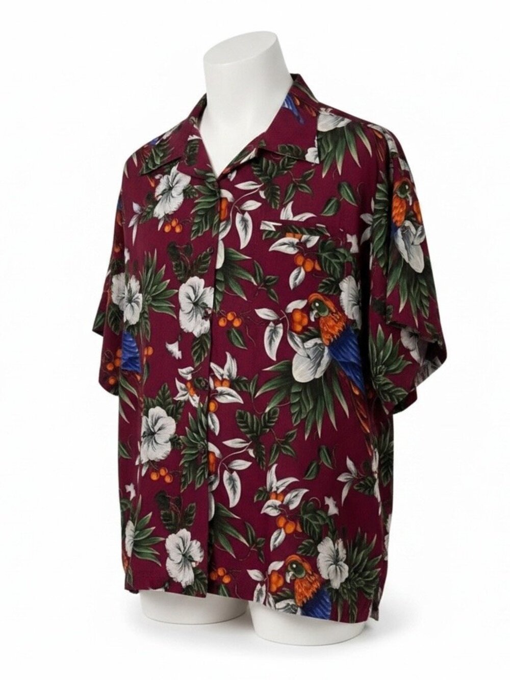 King Kameha Hawaiian Shirt 5XL Red Parrot Aloha Camp Collar Tropical